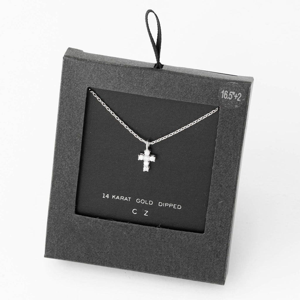 Mini Cross CZ Necklace