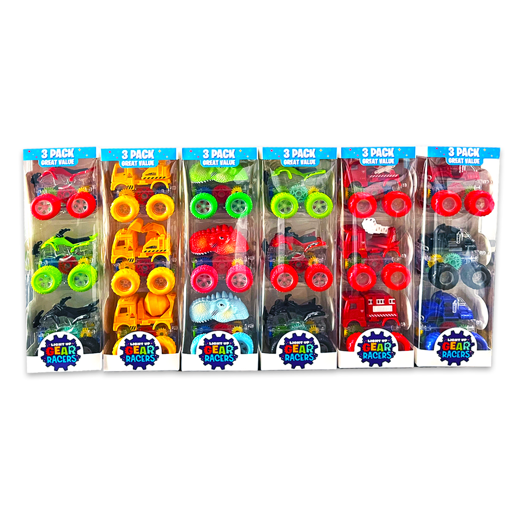 3PK Light Up Racer Cars