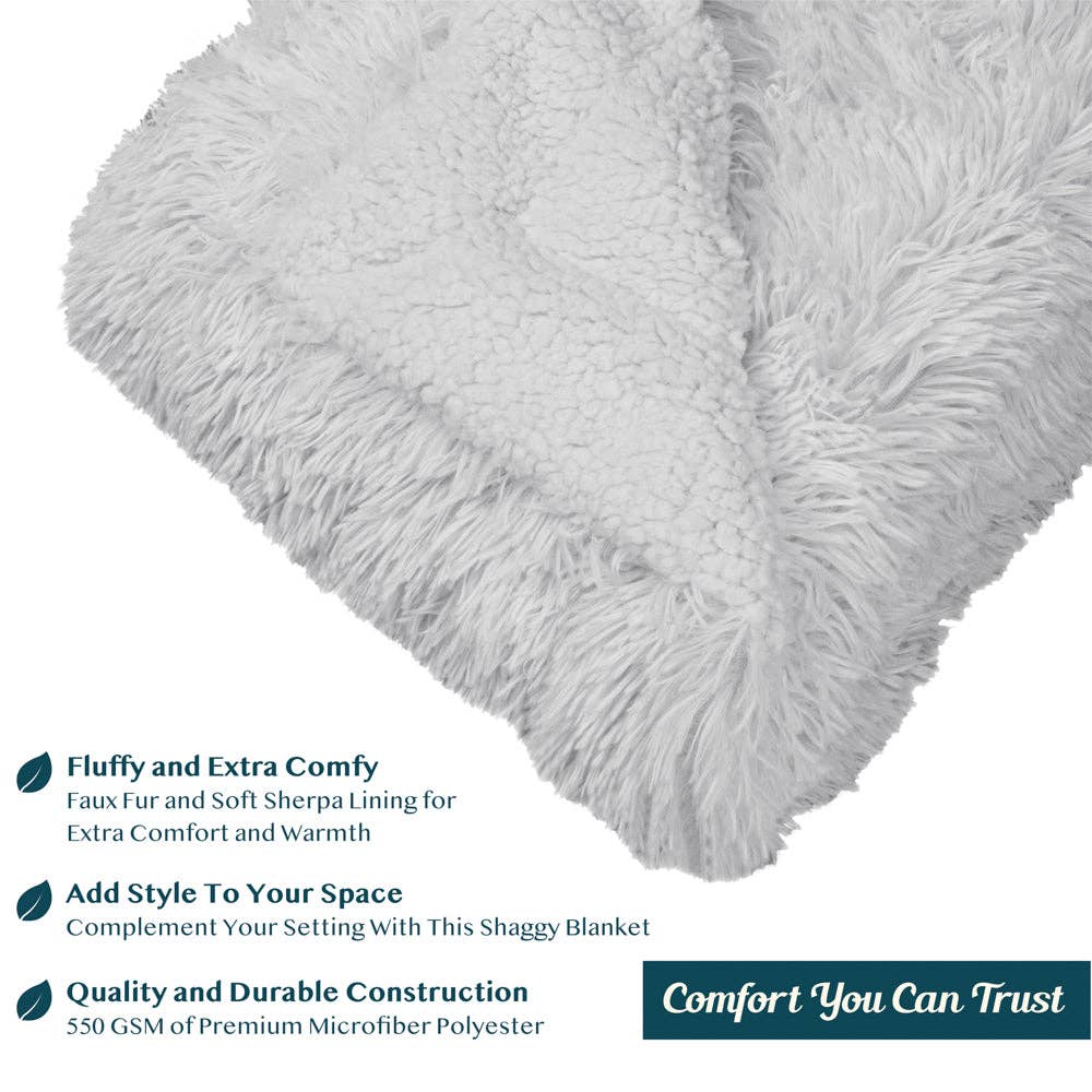 Faux Fur Sherpa Blanket - Light Gray