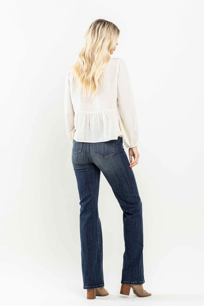 Pull On Slim Bootcut Jeans - Roseabella 