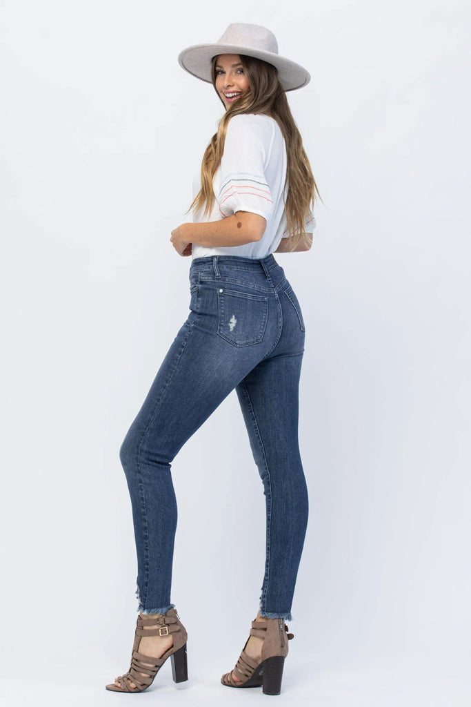 Sizes 0-5 ONLY Tummy Control Shark Bite Jeans - Roseabella 