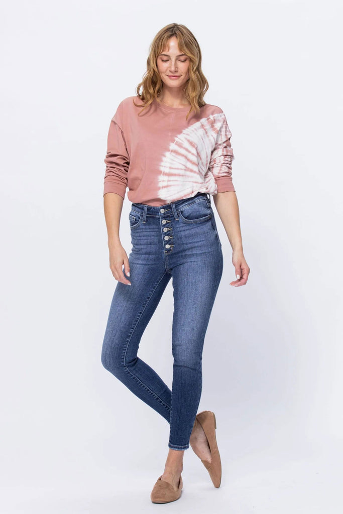 Sizes 1-20W ONLY Button Fly Skinny Jeans - Roseabella 