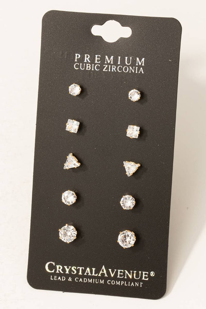 CZ Earrings Set - Gold