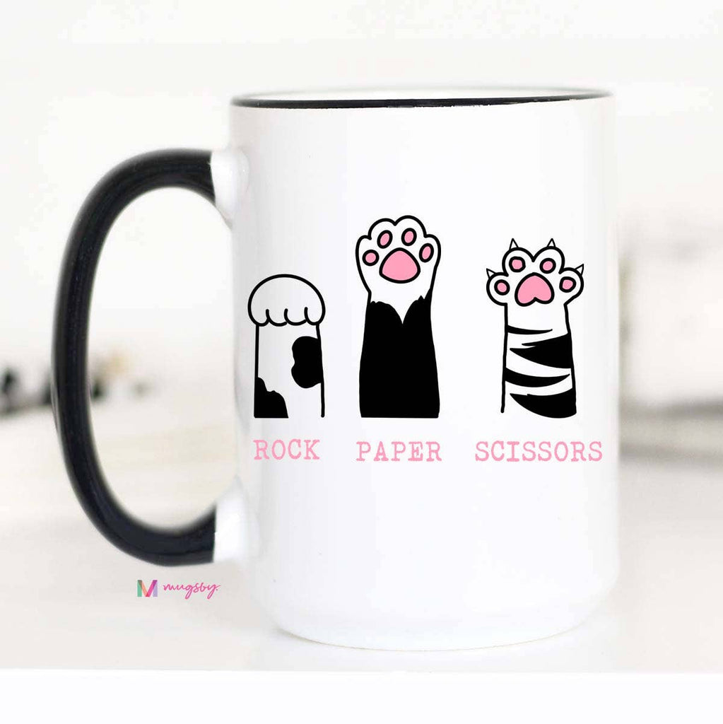 Rock Paper Scissors Cat Mug