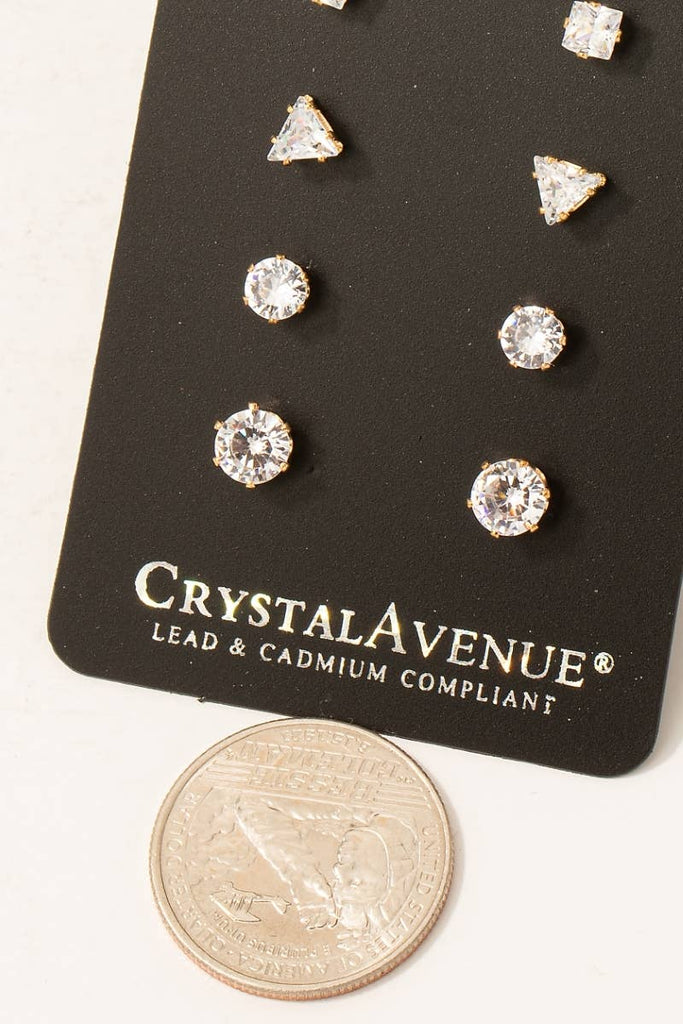 CZ Earrings Set - Gold